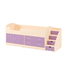 Кровать чердак 2 белёный дуб фиолетовый